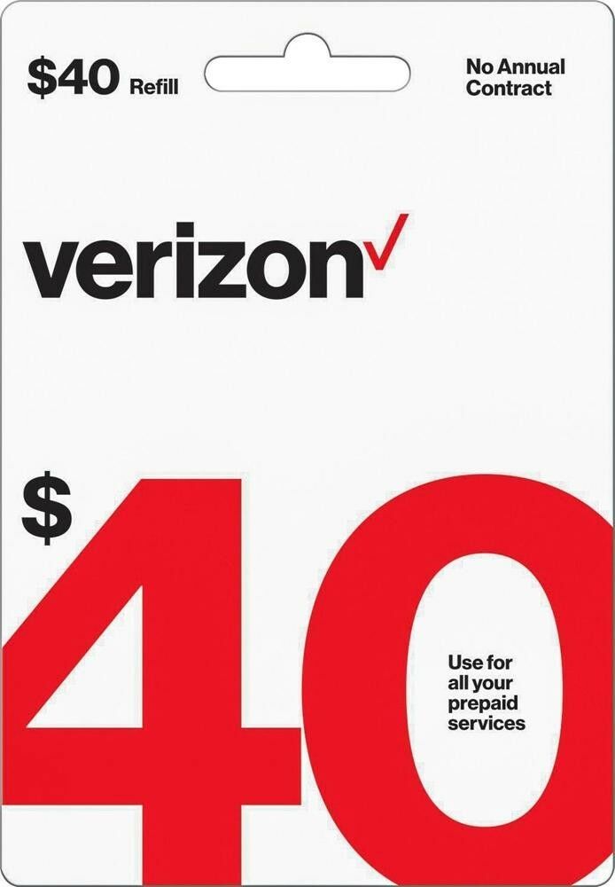 Verizon Wireless- $40 Refill,  Credit Airtime Verizon Prepaid  Loaded Direct